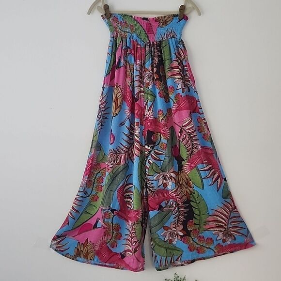 Rachel Roy Tropical Hawaiian Floral Wide Leg Casula Pants M e5 - Picture 1 of 6